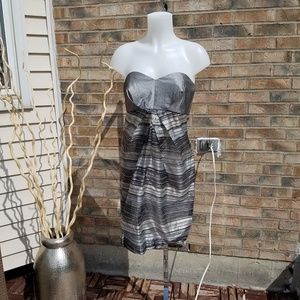 Principles Grey Stripe Strapless Cocktail Dress Sz 10